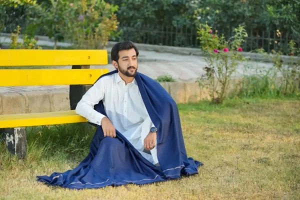 72 Wool Men Blue Shawl